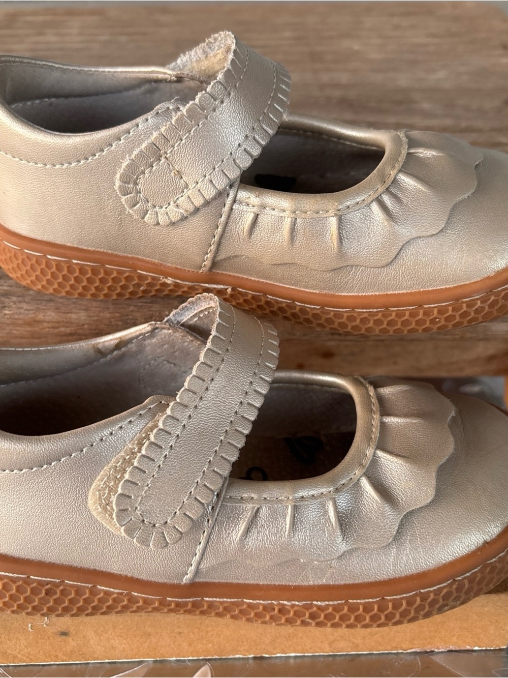 Kids Gold Metallic Mary Jane Shoes with Hook-and-Loop Strap 8 - Picture 6 of 12